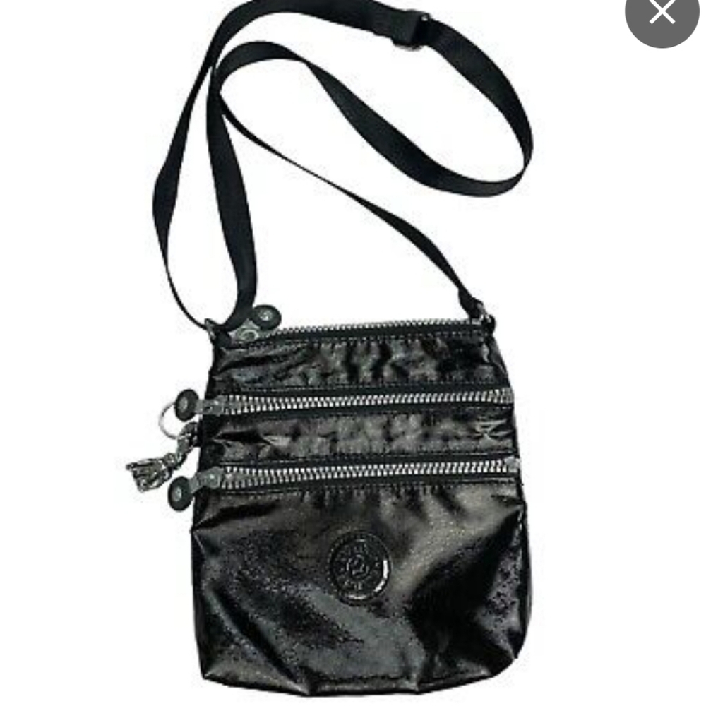 Kipling alvar black zipper mini nylon crossbody shoulder bag handbag‎ size mini